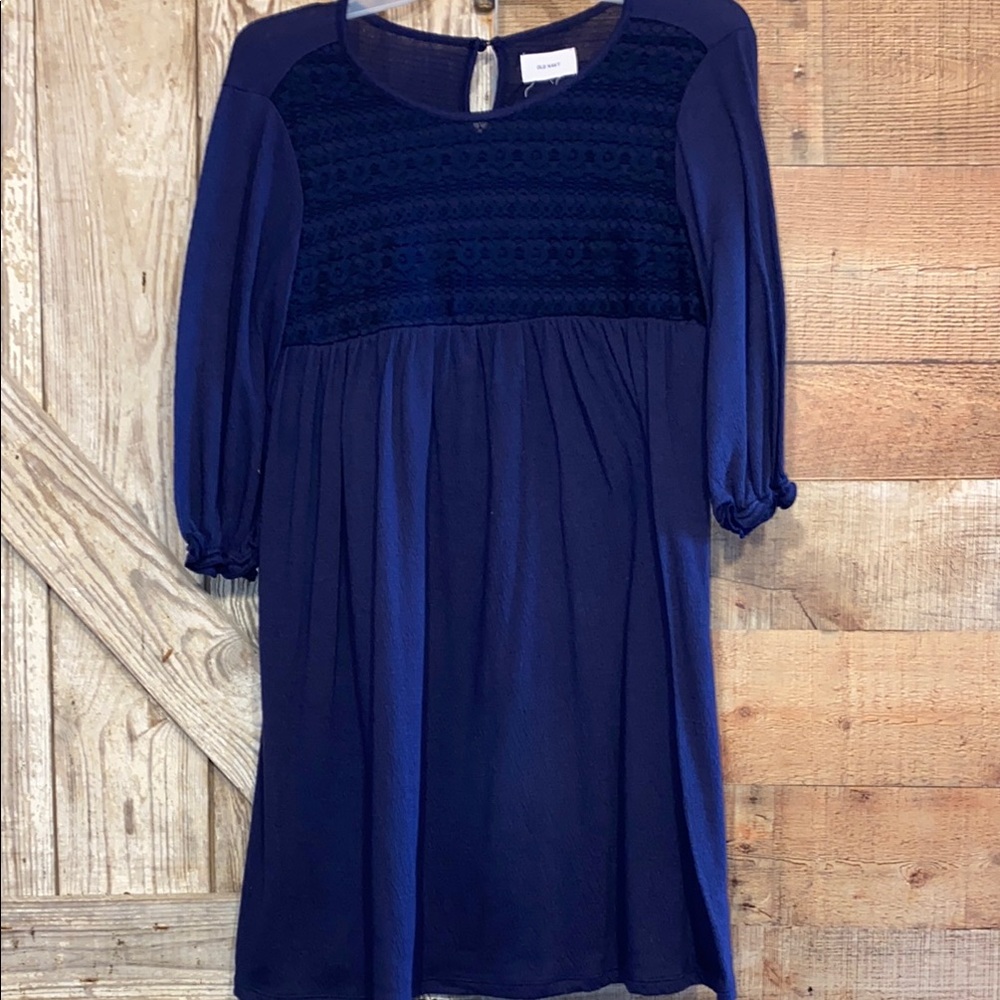 Old Navy Blue 3/4 Sleeve Scoop Neck Dress